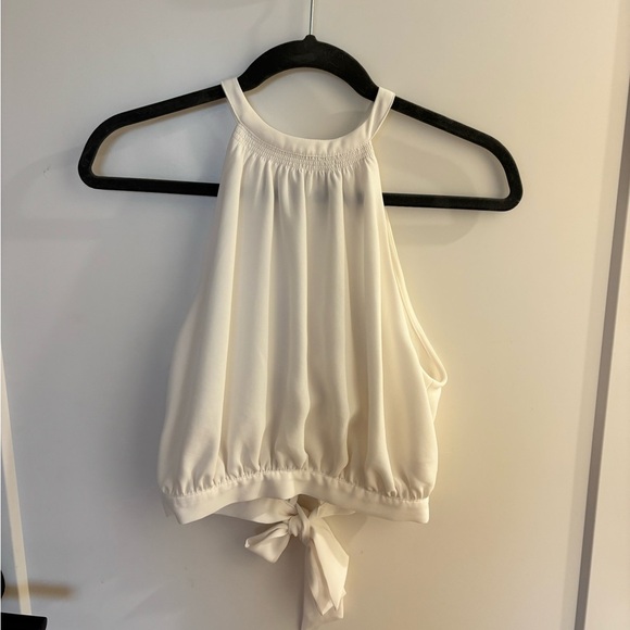 Aritzia Wilfred Patrice White Cropped Halter Blouse - Picture 2 of 5